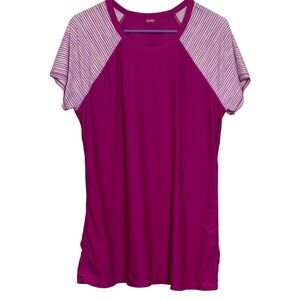 Old Navy Magenta Raglan Sleeve Athletic Top Striped Activewear‎ Swimar Shirt 3X